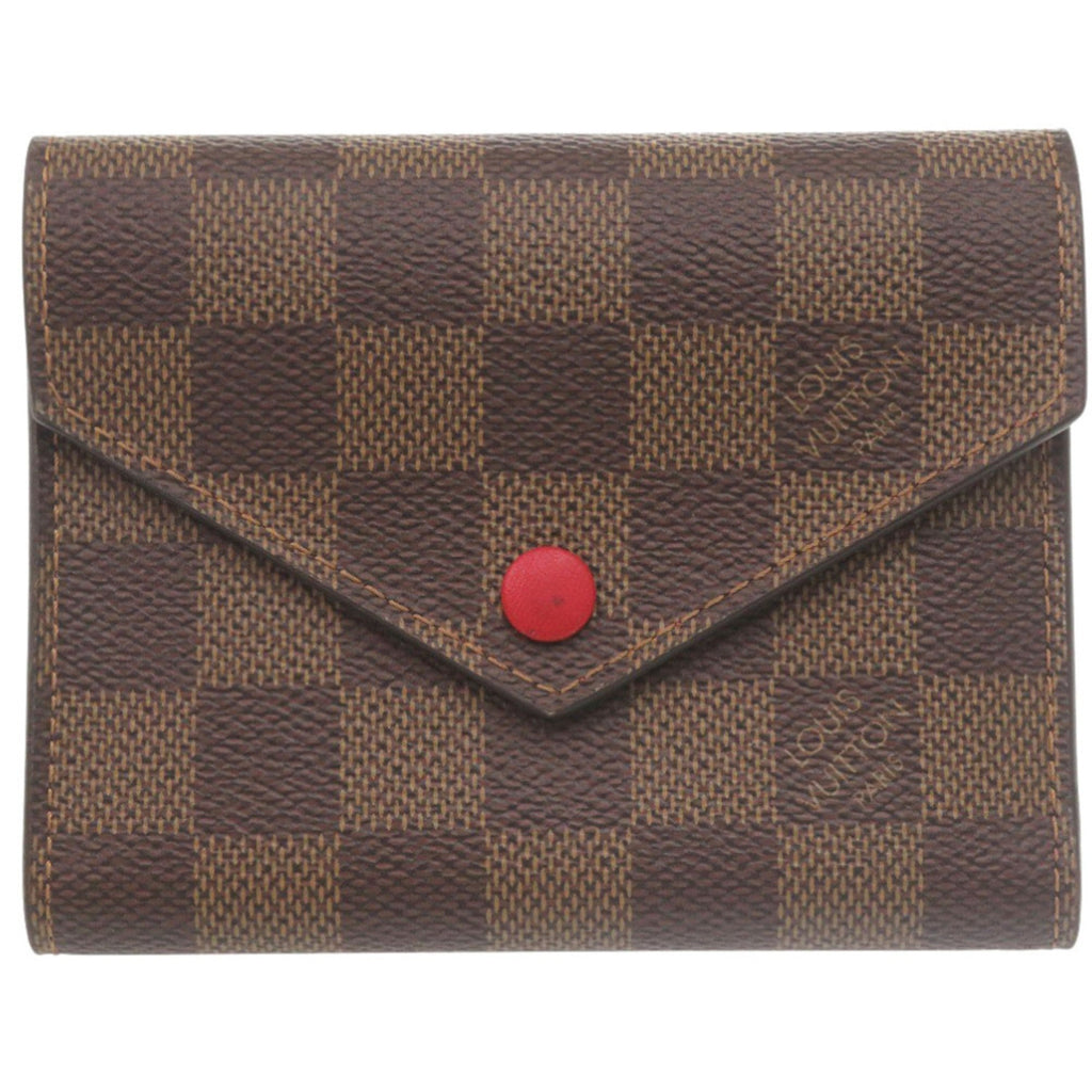 Louis Vuitton Brown Damier Canvas Red Color Damier Canvas Wallet (Tri-Fold)