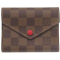Louis Vuitton Brown Damier Canvas Red Color Damier Canvas Wallet (Tri-Fold)