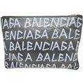 Balenciaga Black White Leather Clutch