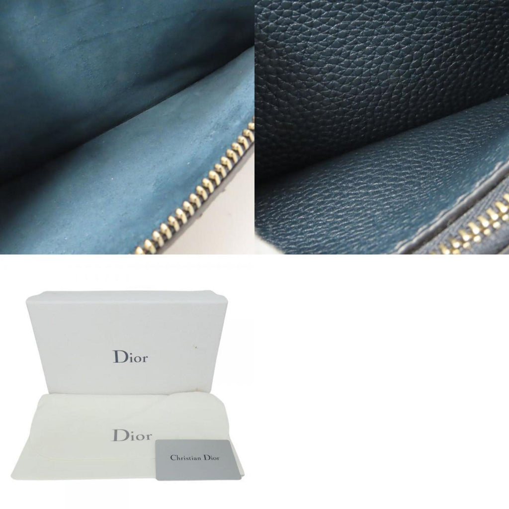 Christian Dior Navy Leather Clutch Bag Pouch (Pre-Owned)