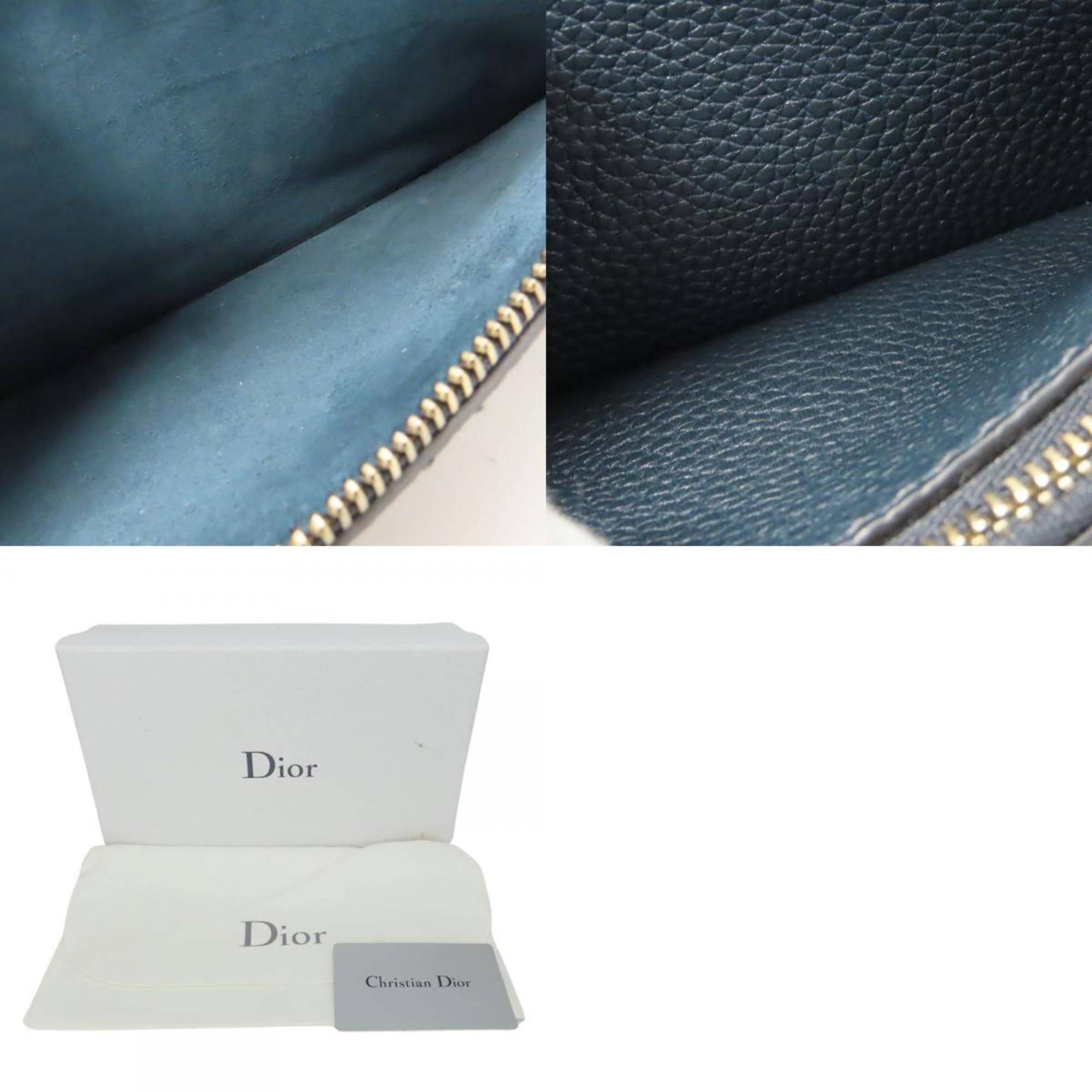 Christian Dior Navy Leather Clutch Bag Pouch (Pre-Owned)