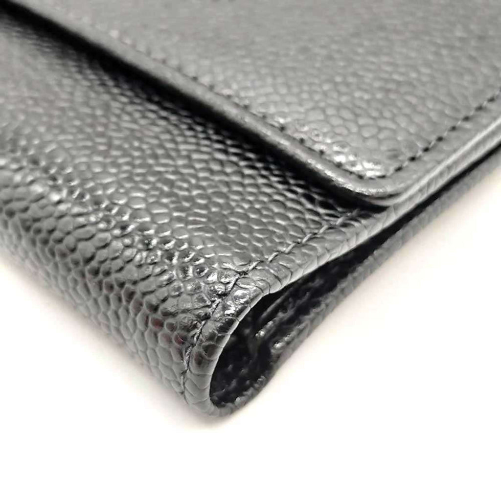Chanel Black Grained Calfskin Wallet (Tri-Fold)