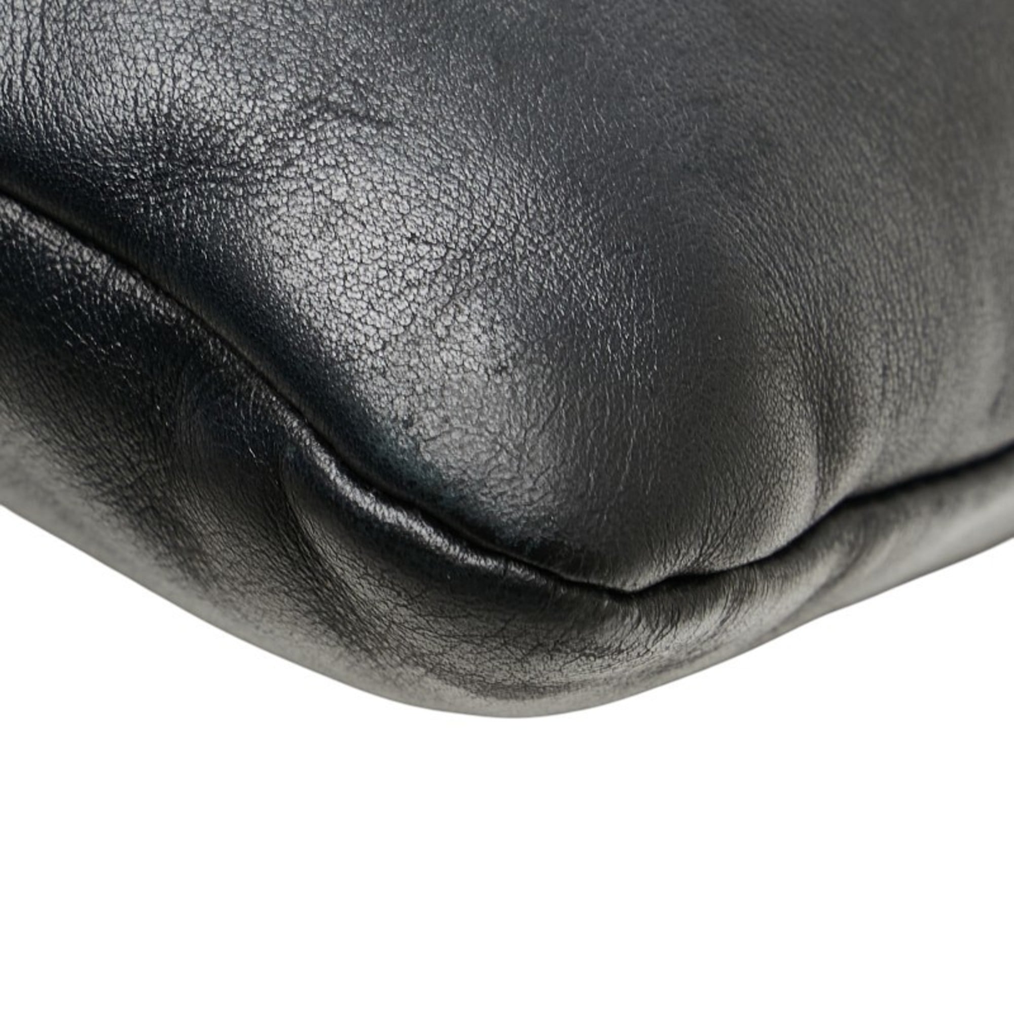Prada Black Leather Pouch Shoulder Bag