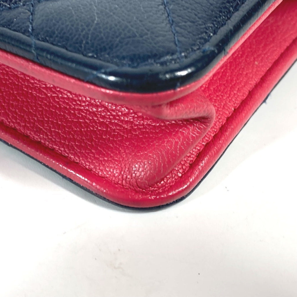 Chanel Navy Pink Grained Calfskin Pochette Shoulder Bag