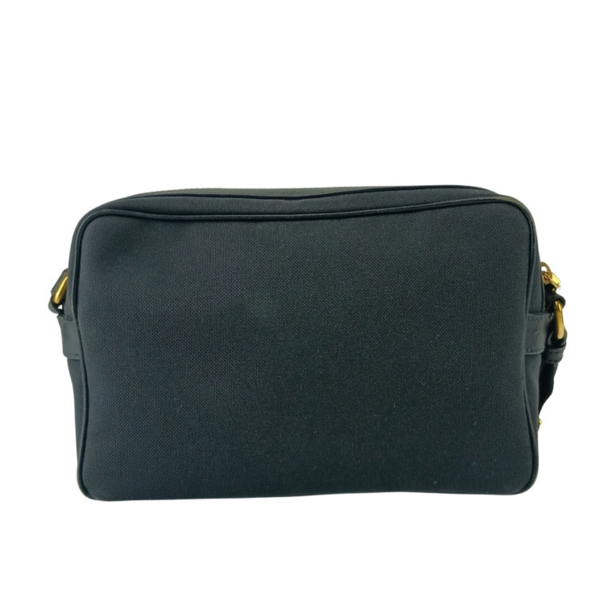 Prada Black Canvas Leather Shoulder Bag