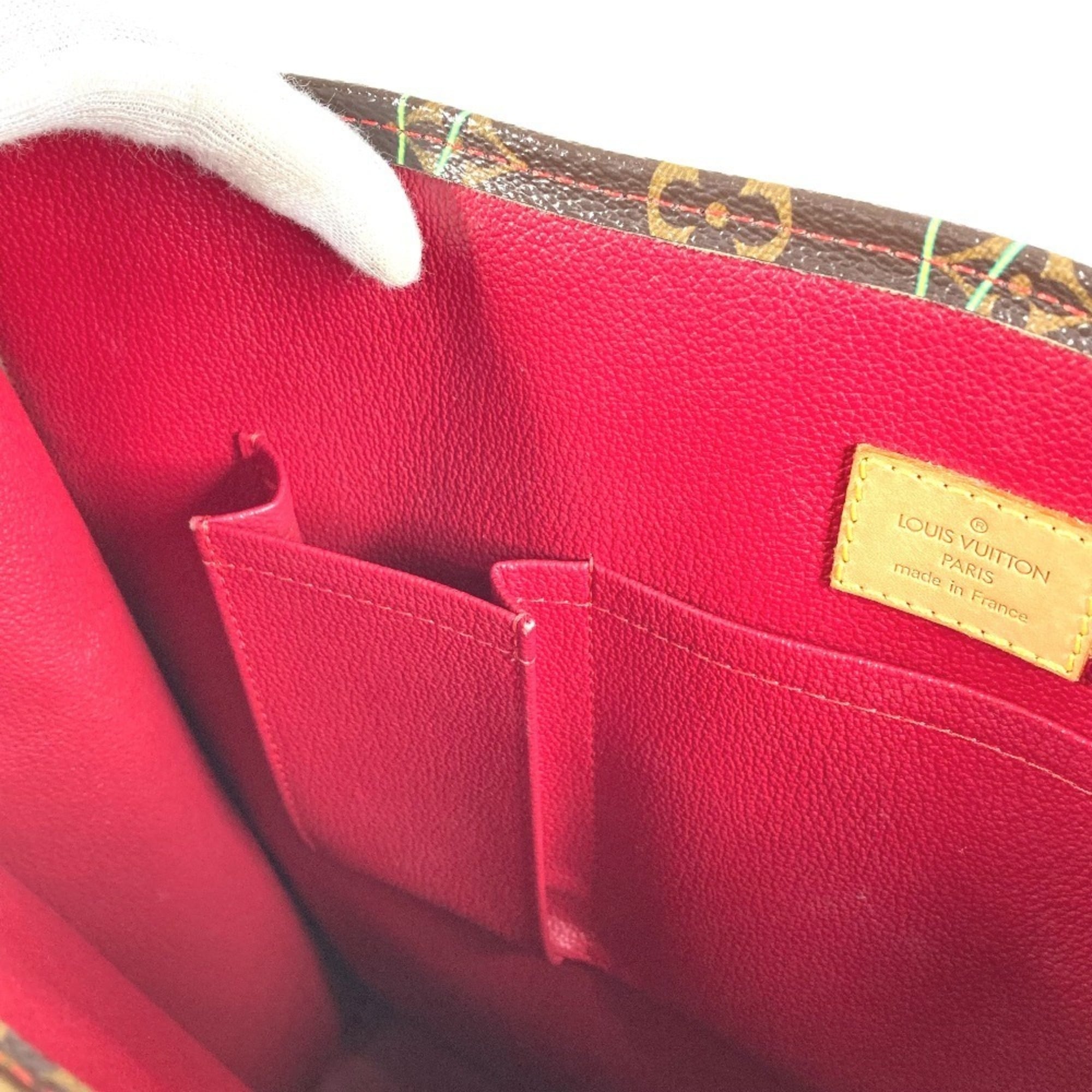 Louis Vuitton Brown Monogram Cherry Red Color Monogram Leather Shoulder Bag Tote Bag