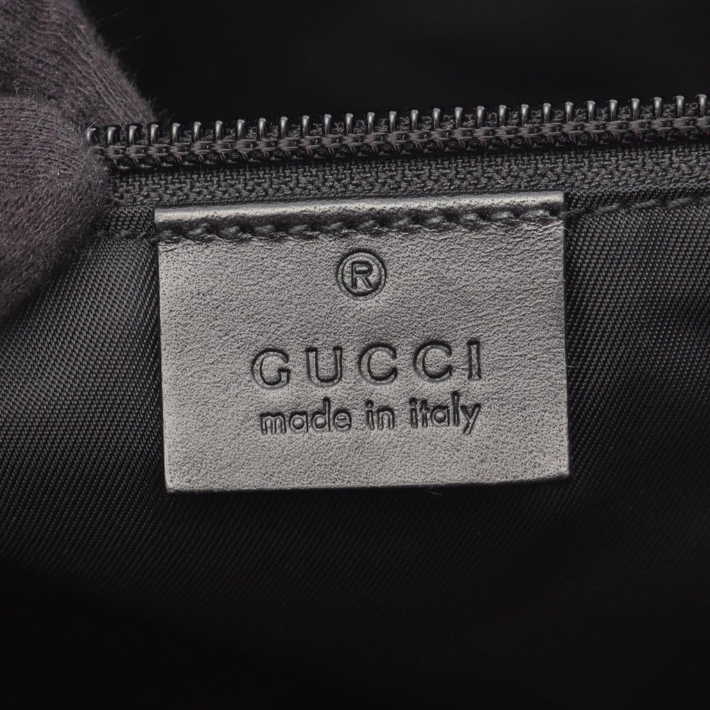 Gucci Black Leather Canvas Handbag Shoulder Bag (Pre-Owned)