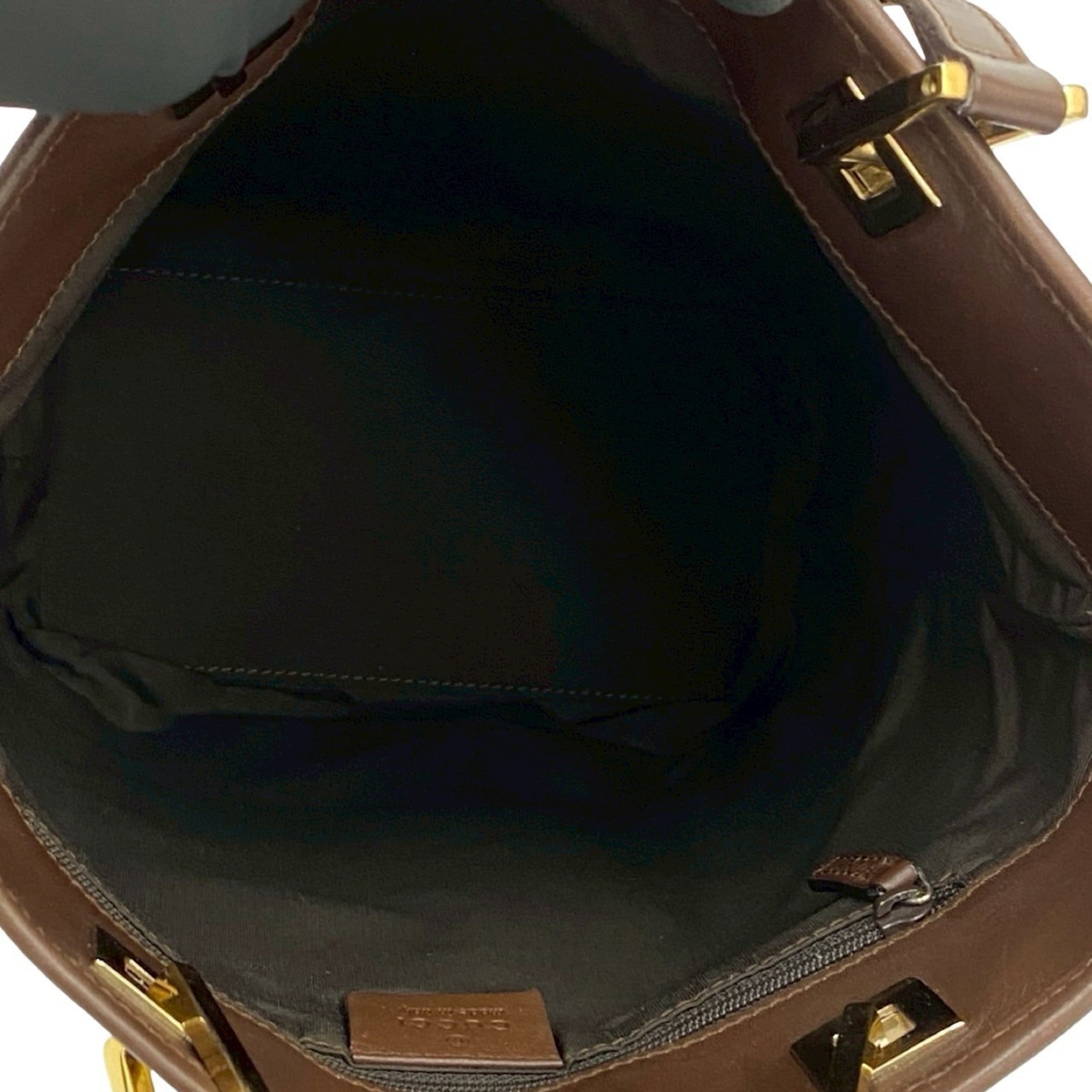 Gucci Brown Canvas Leather Handbag Shoulder Bag Tote Bag (Pre-Owned)
