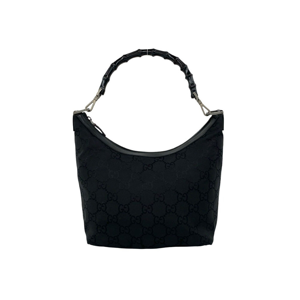 Gucci Black Nylon Leather Handbag Shoulder Bag Tote Bag (Pre-Owned)