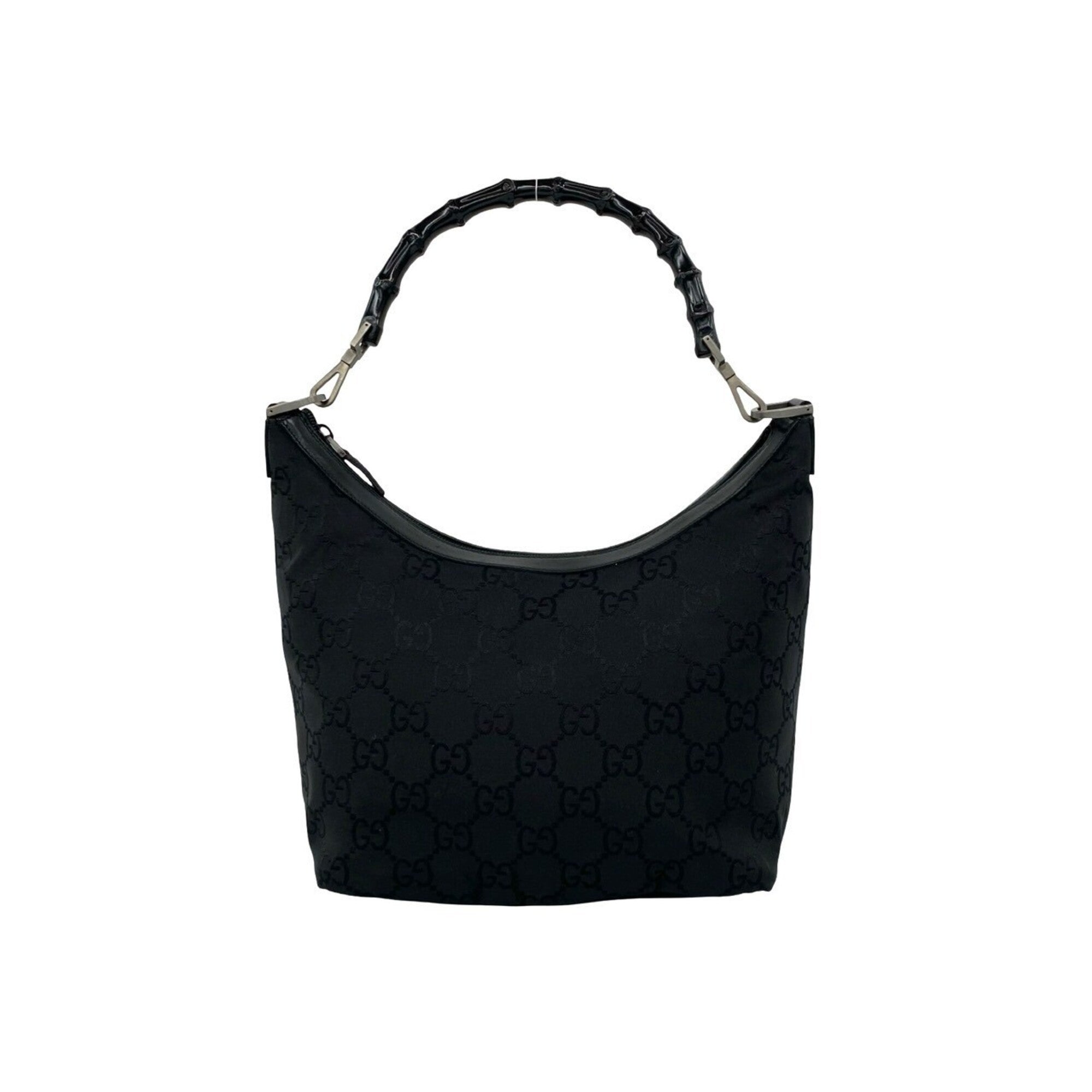 Gucci Black Nylon Leather Handbag Shoulder Bag Tote Bag (Pre-Owned)