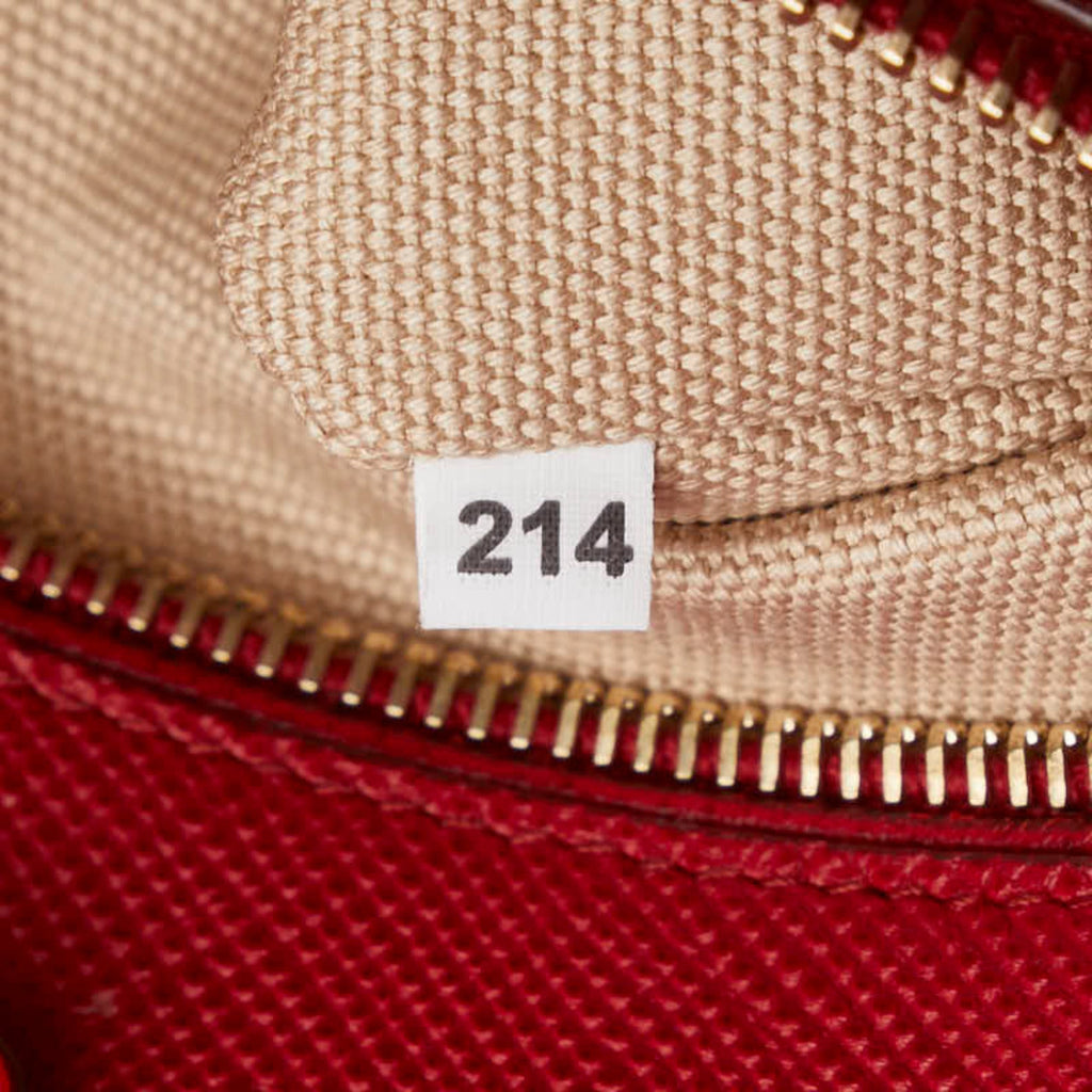 Prada Beige Red Color Canvas Leather Handbag Shoulder Bag