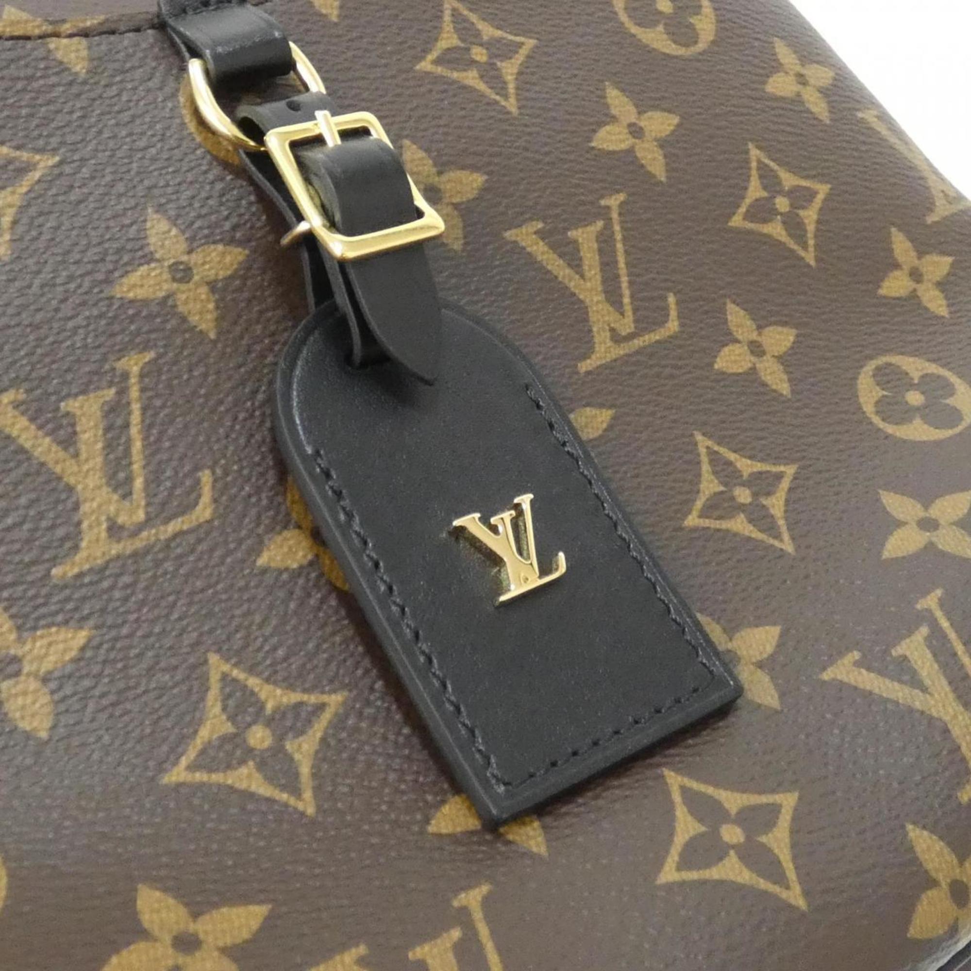 Louis Vuitton Black Brown Coated Canvas Shoulder Bag