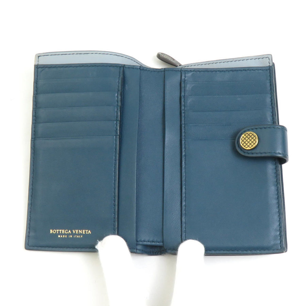 Bottega Veneta Blue Green Intrecciato Wallet (Bi-Fold)