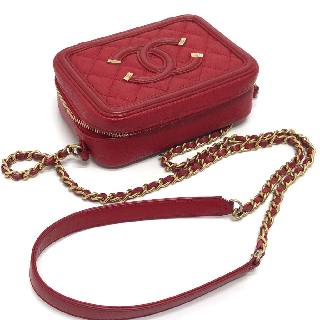 Chanel Red Leather Shoulder Bag