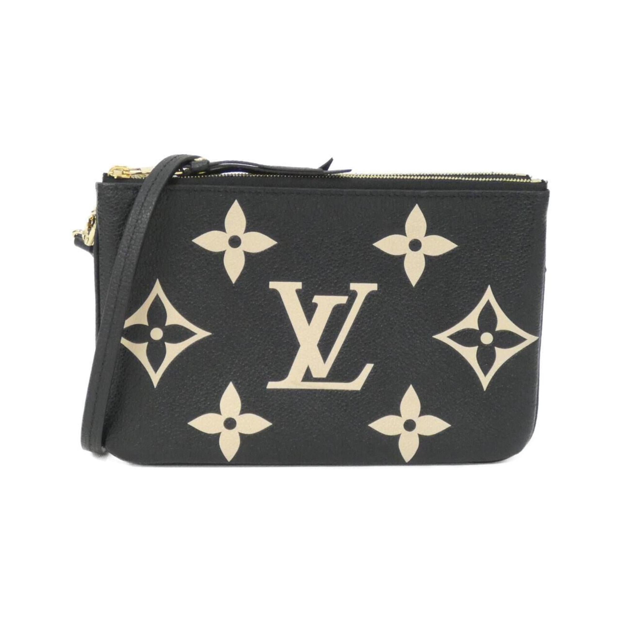Louis Vuitton Beige Black Leather Pochette Shoulder Bag