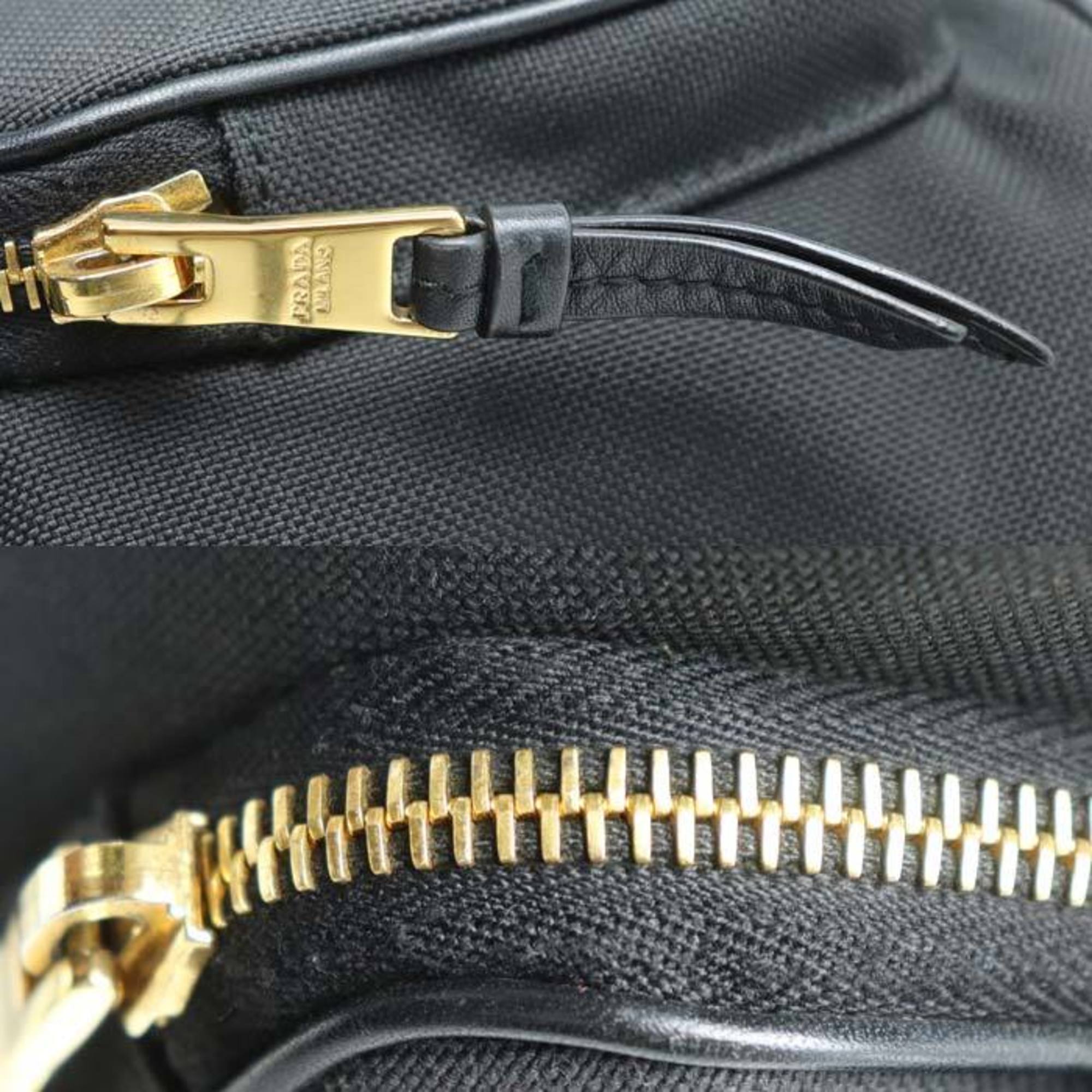 Prada Black Canvas Leather Shoulder Bag