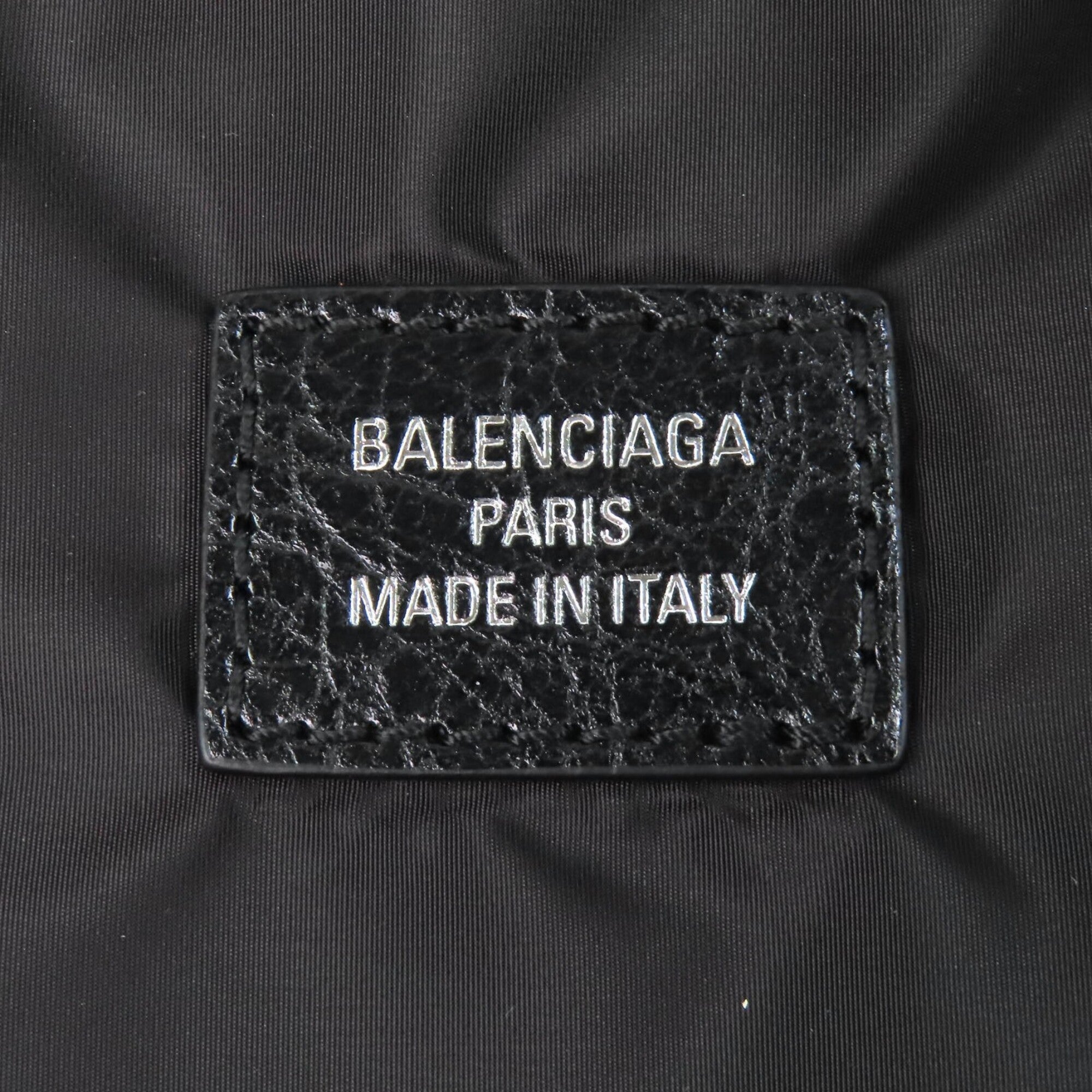 Balenciaga Gray Leather Polyamide Pouch