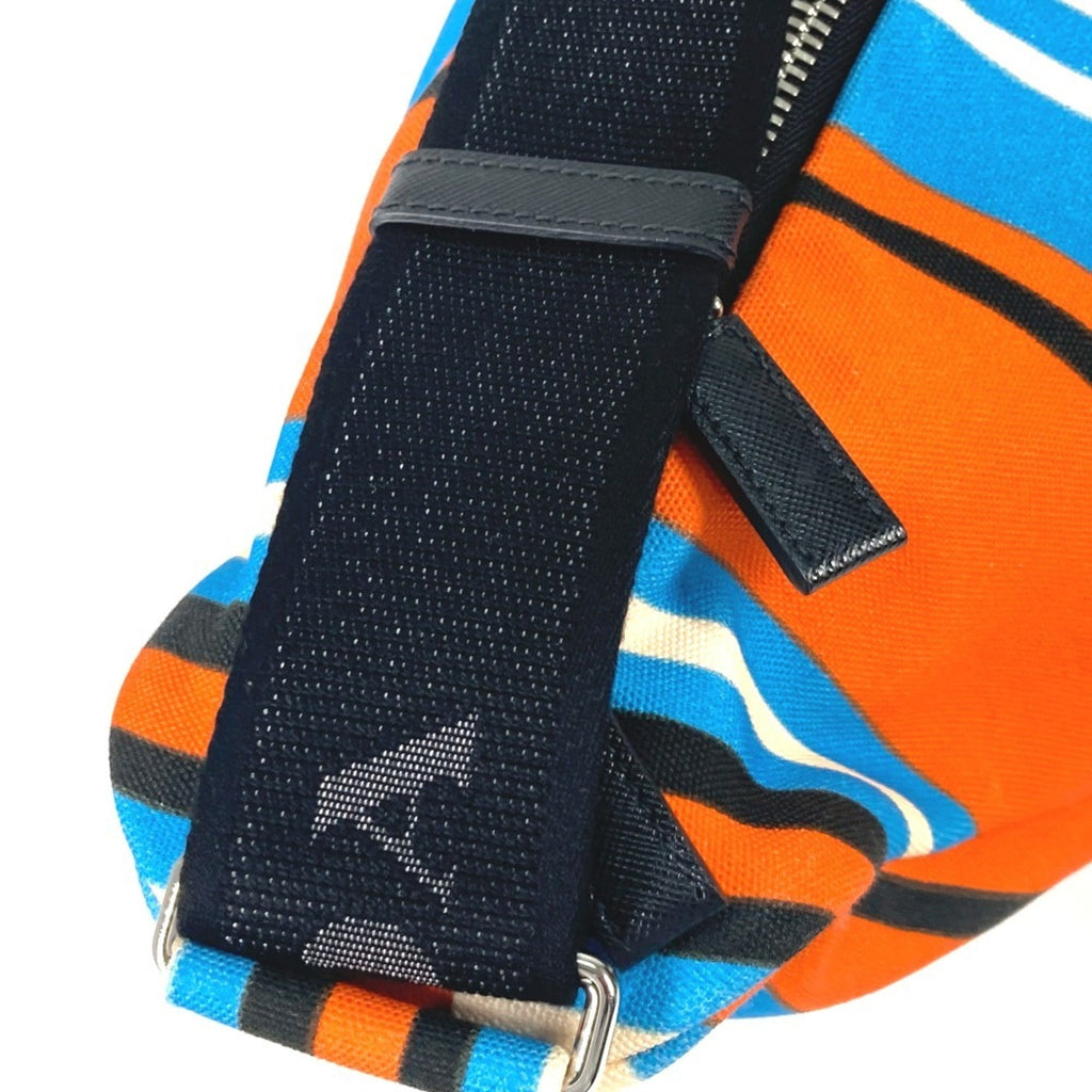 Prada Black Blue Orange Canvas Shoulder Bag Sling Bag