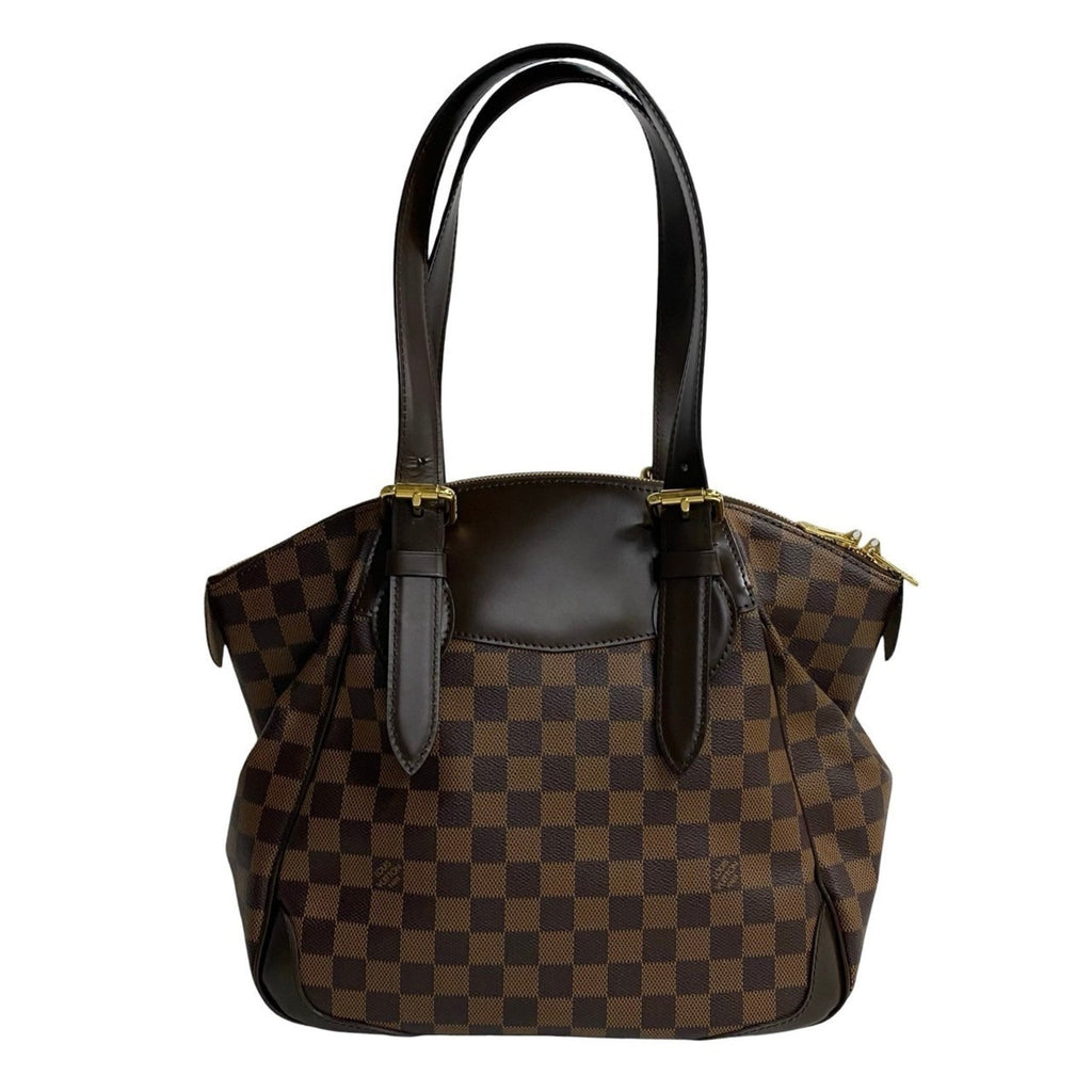 Louis Vuitton Brown Leather Pvc Handbag Tote Bag