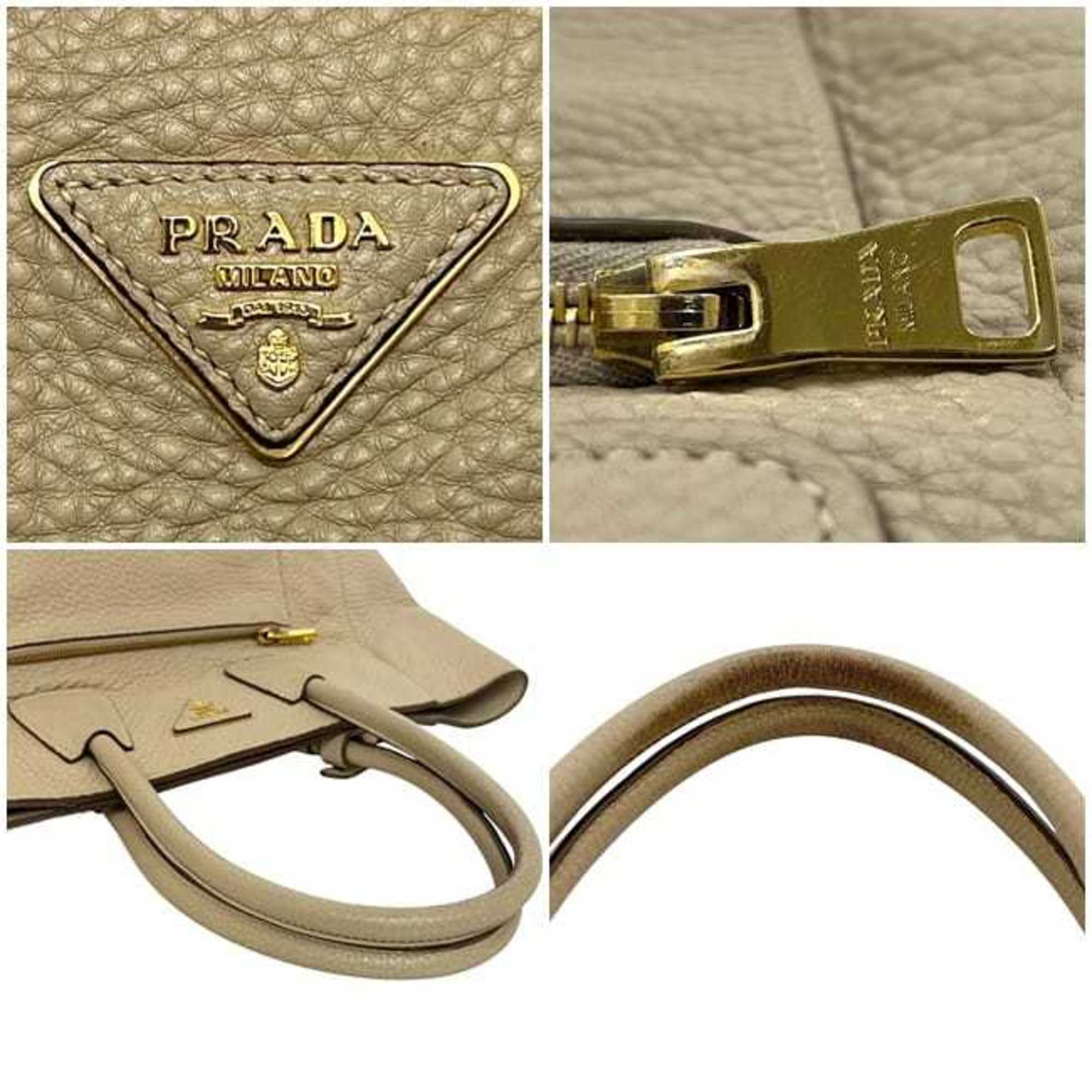 Prada Beige Leather Handbag Shoulder Bag