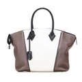 Louis Vuitton Dark Brown Off-White Leather Handbag