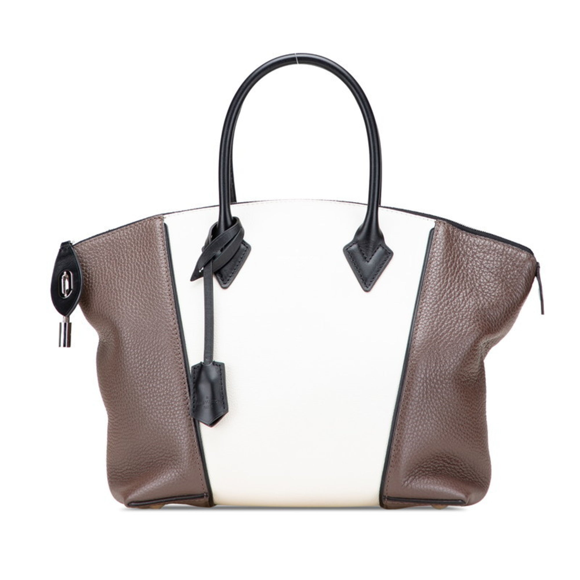 Louis Vuitton Dark Brown Off-White Leather Handbag