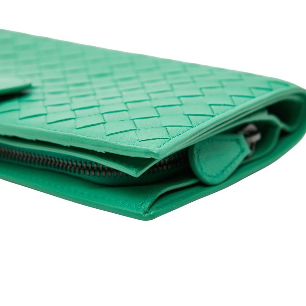 Bottega Veneta Green Leather Long Wallet