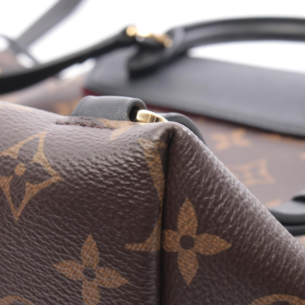 Louis Vuitton Black Brown Coated Canvas Monogram Leather Backpack Handbag