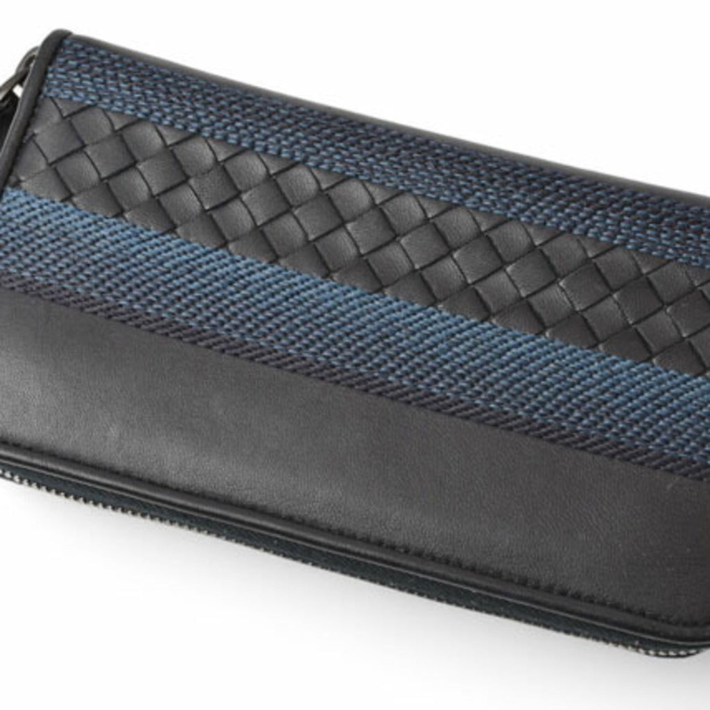 Bottega Veneta Navy Leather Long Wallet (Bi-Fold)