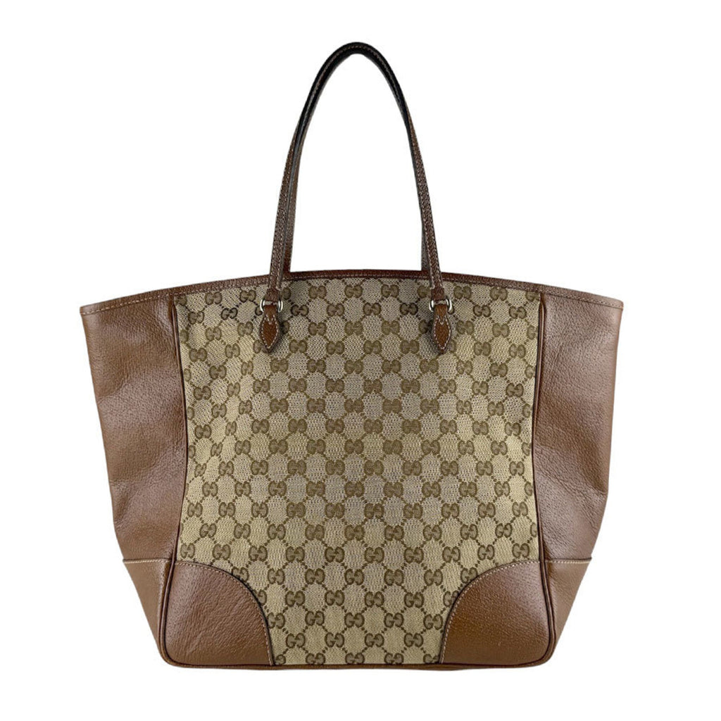 Gucci Brown Gg Canvas Leather Handbag (Pre-Owned)