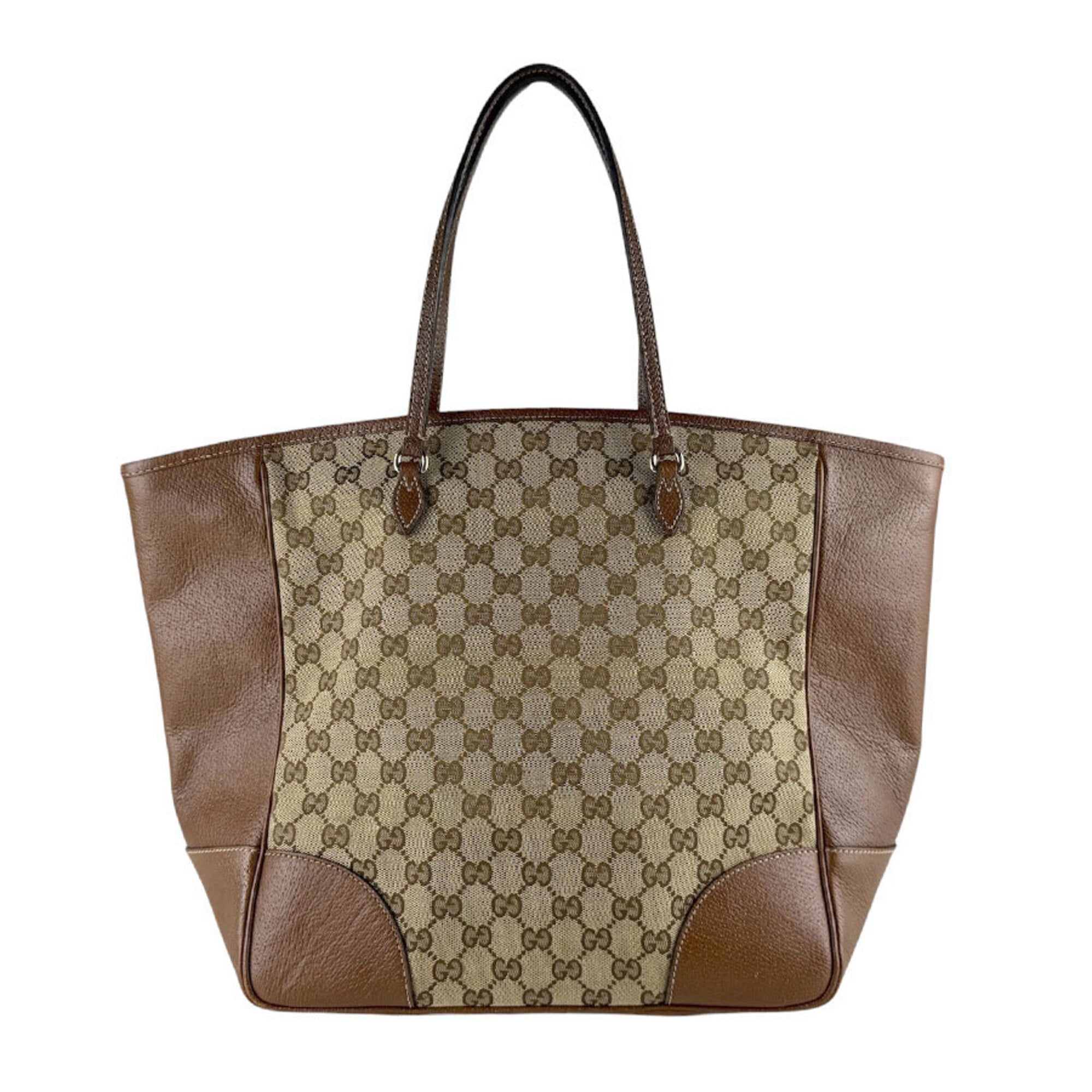 Gucci Brown Gg Canvas Leather Handbag (Pre-Owned)