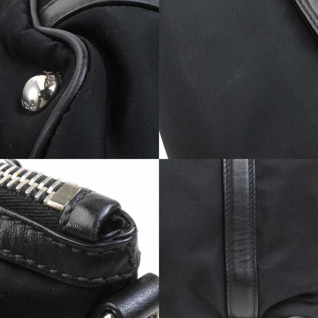 Prada Black Nylon Leather Handbag Shoulder Bag