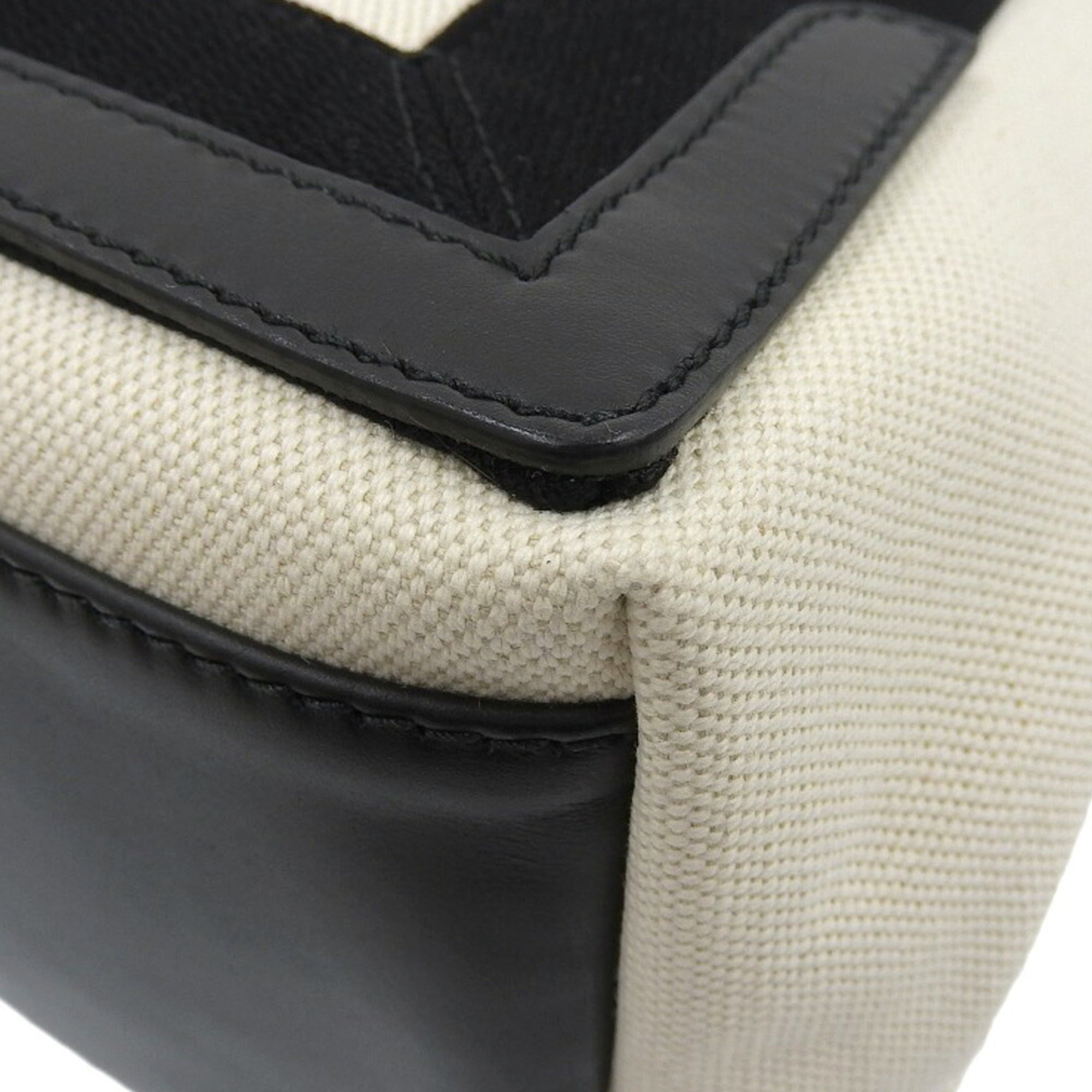 Balenciaga Black Off-White Canvas Leather Handbag Tote