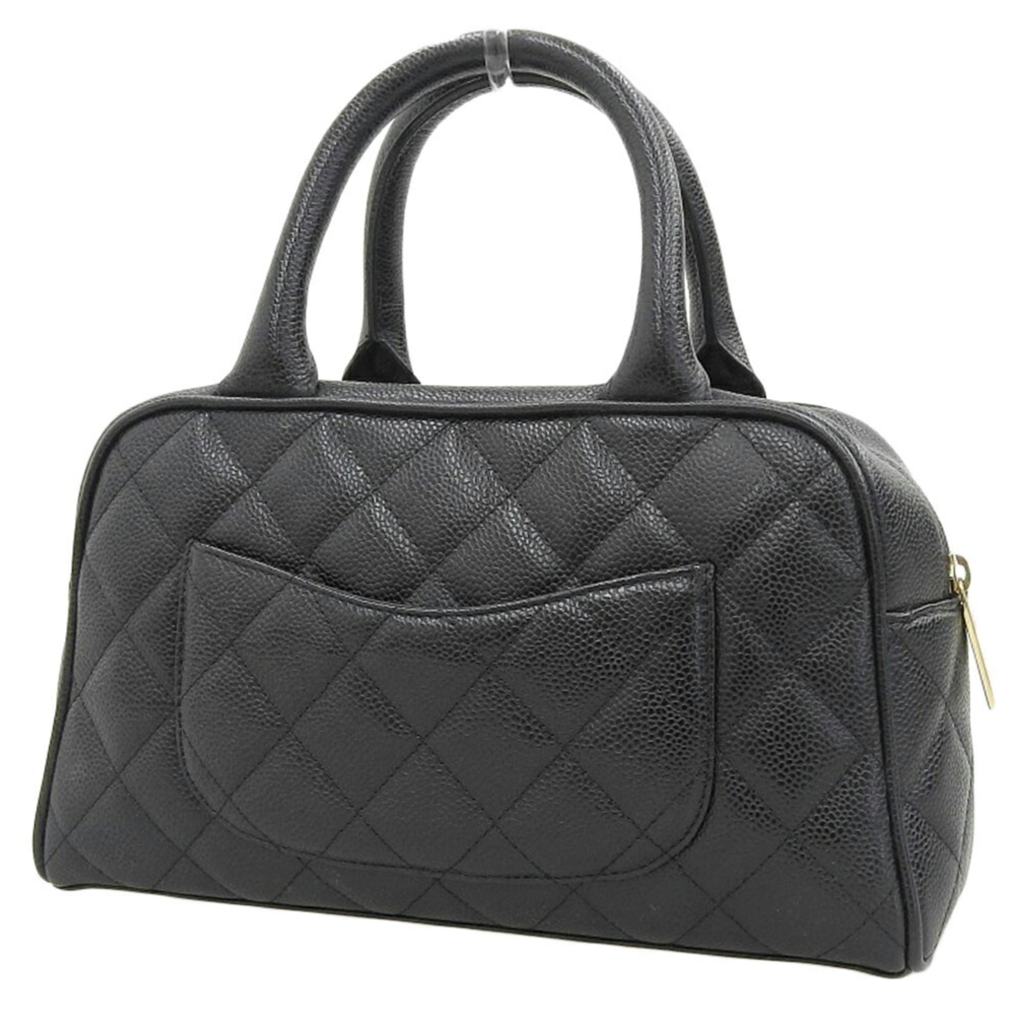 Chanel Black Caviar Leather Boston Bag Handbag