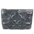 Louis Vuitton Black Noir Leather Clutch Bag Pochette Pouch