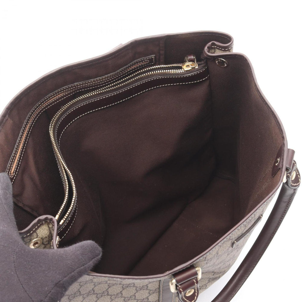 Gucci Beige Brown Pvc Leather Handbag Tote Bag (Pre-Owned)