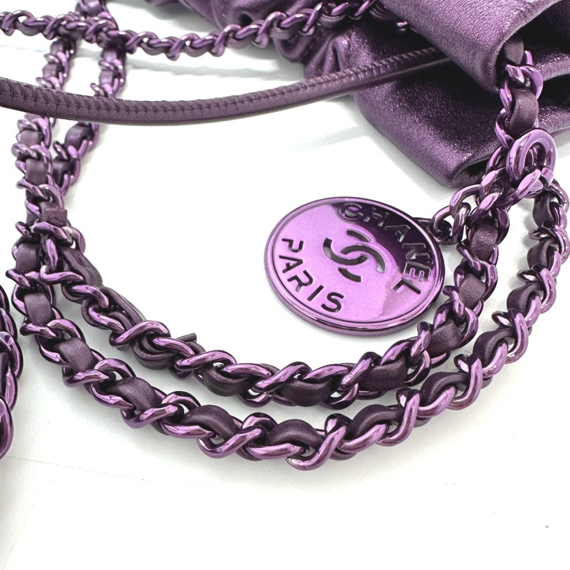 Chanel Purple Leather Shoulder Bag