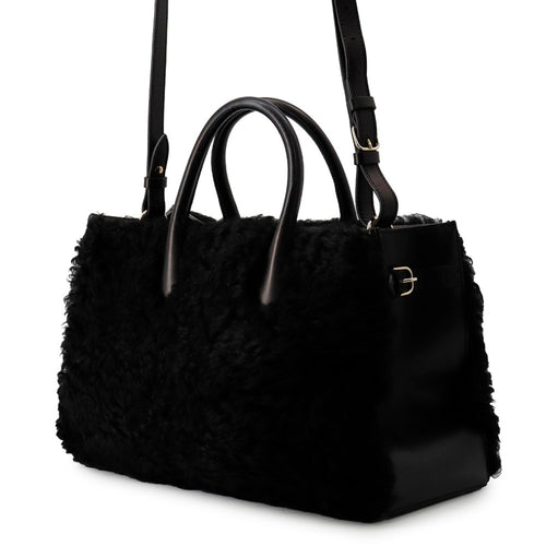 Balenciaga Black Fur Handbag Shoulder