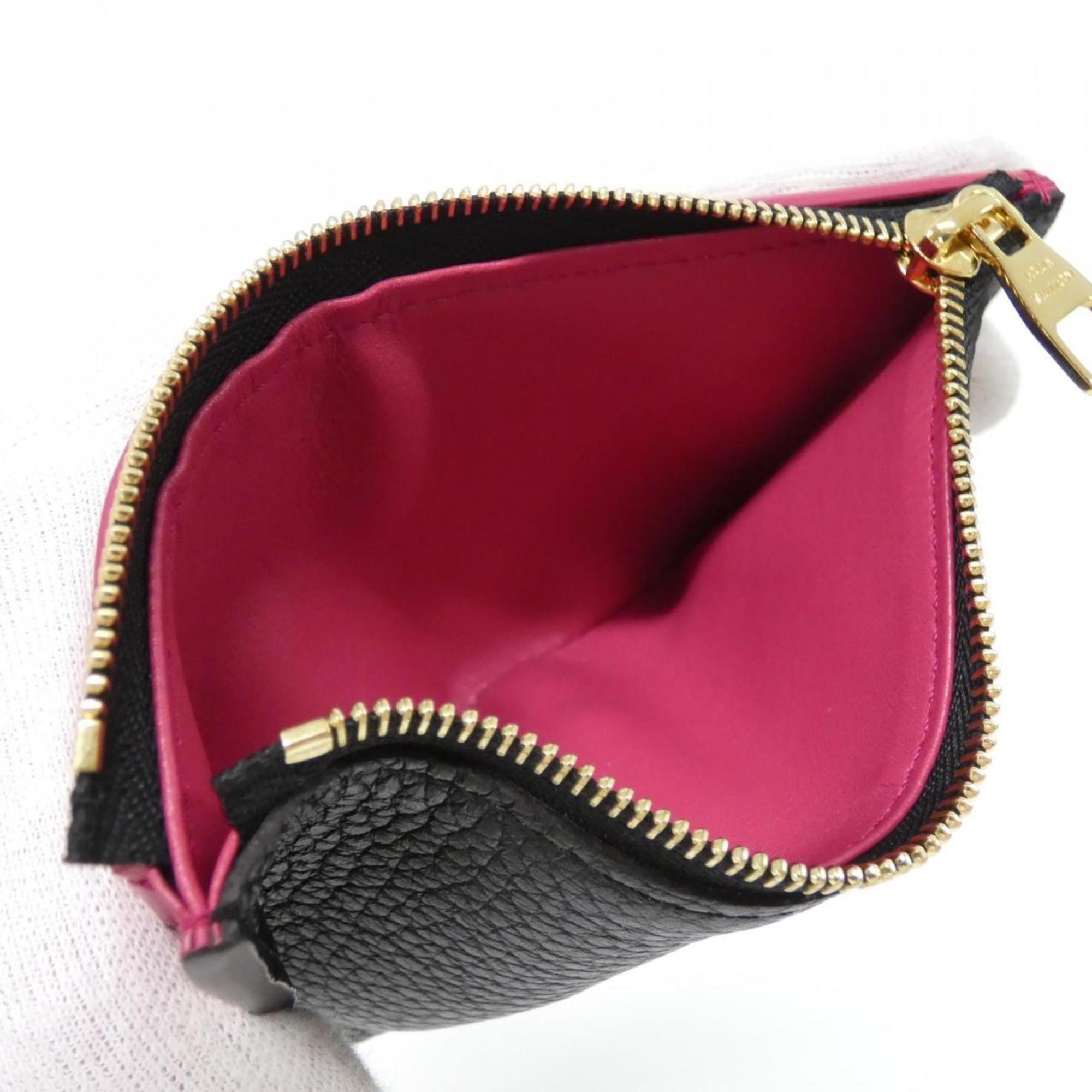 Louis Vuitton Black Hot Pink Leather Middle Wallet (Tri-Fold)