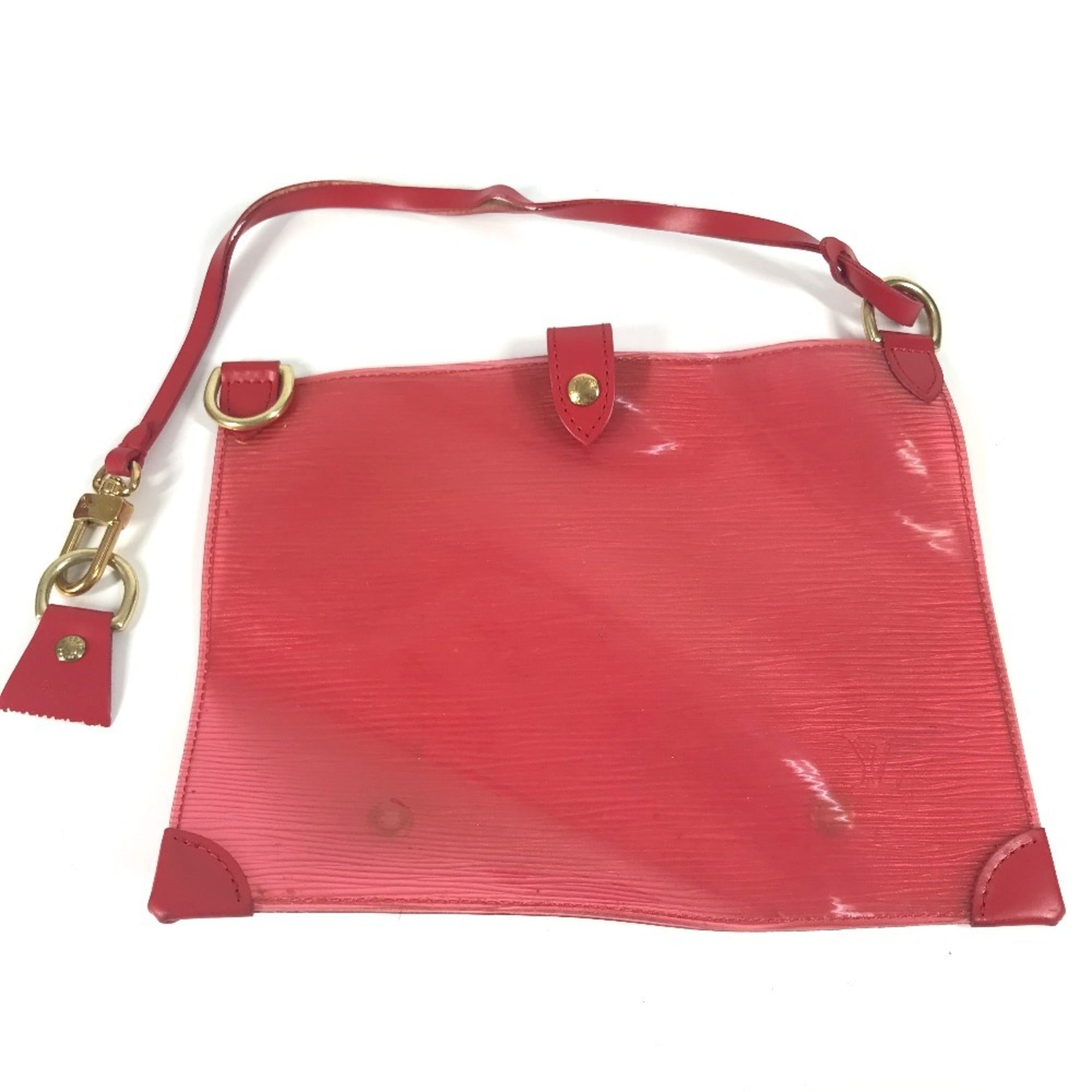 Louis Vuitton Red Color Vinyl Leather Handbag Tote Bag
