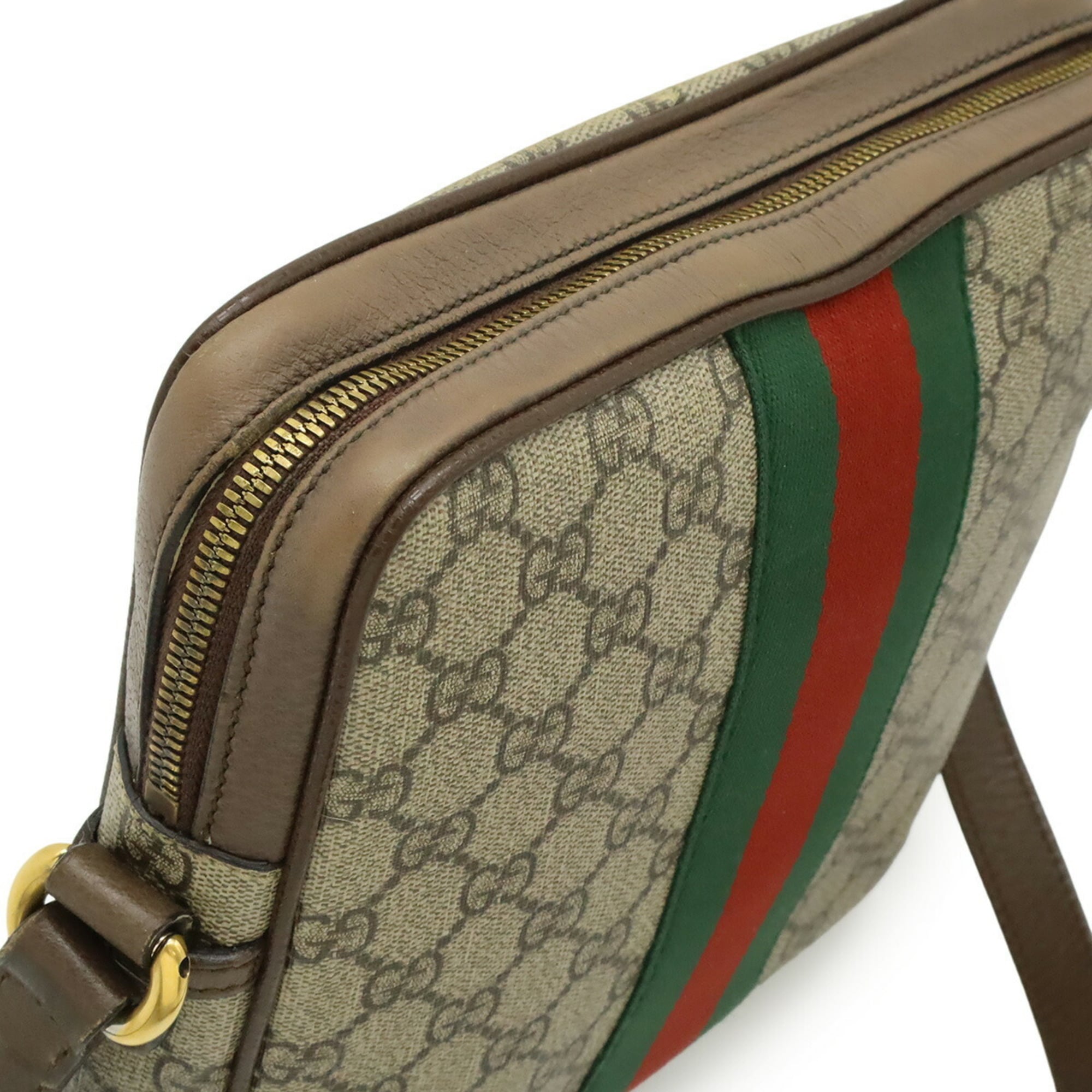 Gucci Beige Brown Green Red Color Yellow Gg Supreme Handbag (Pre-Owned)