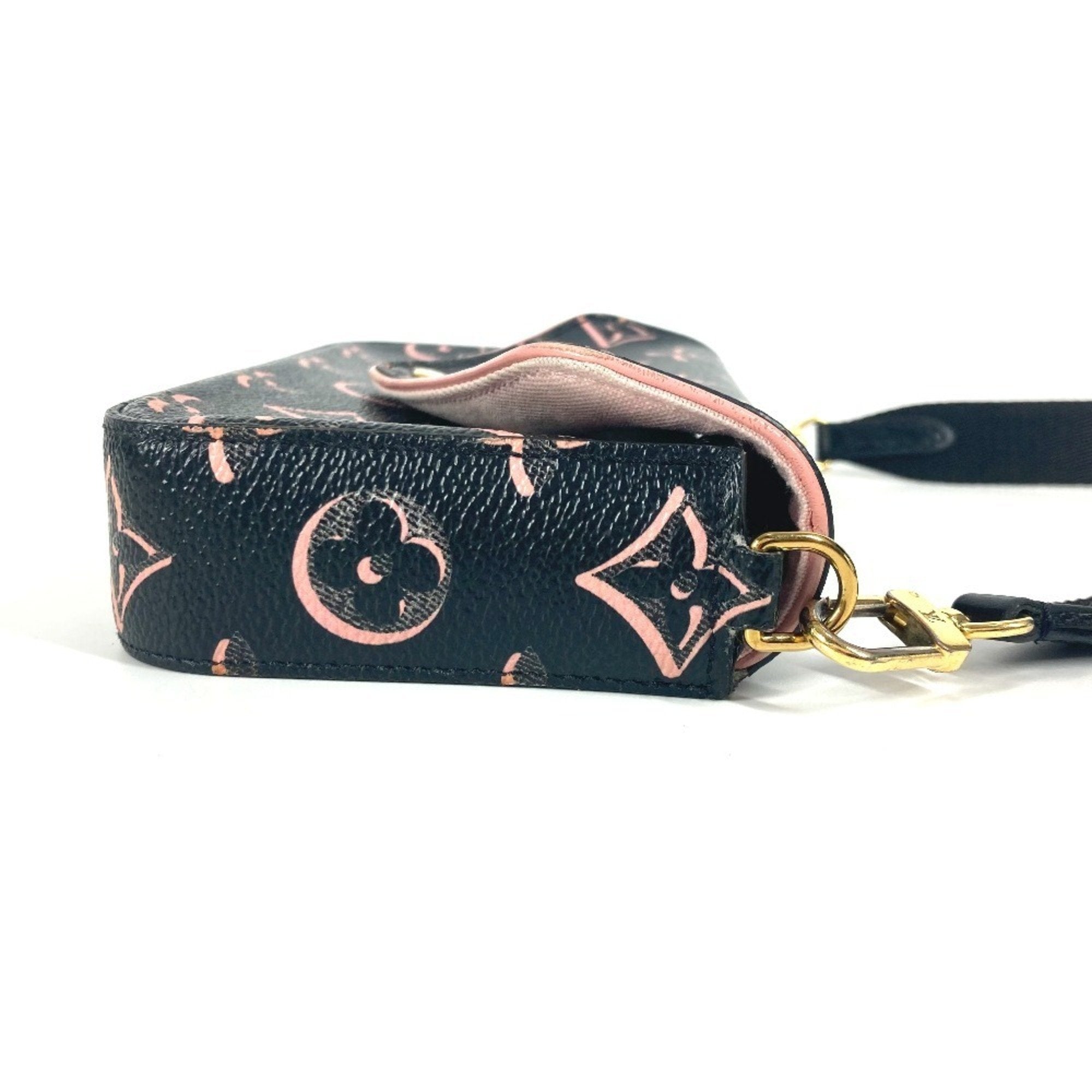 Louis Vuitton Black Pink Coated Canvas Pochette Shoulder Bag
