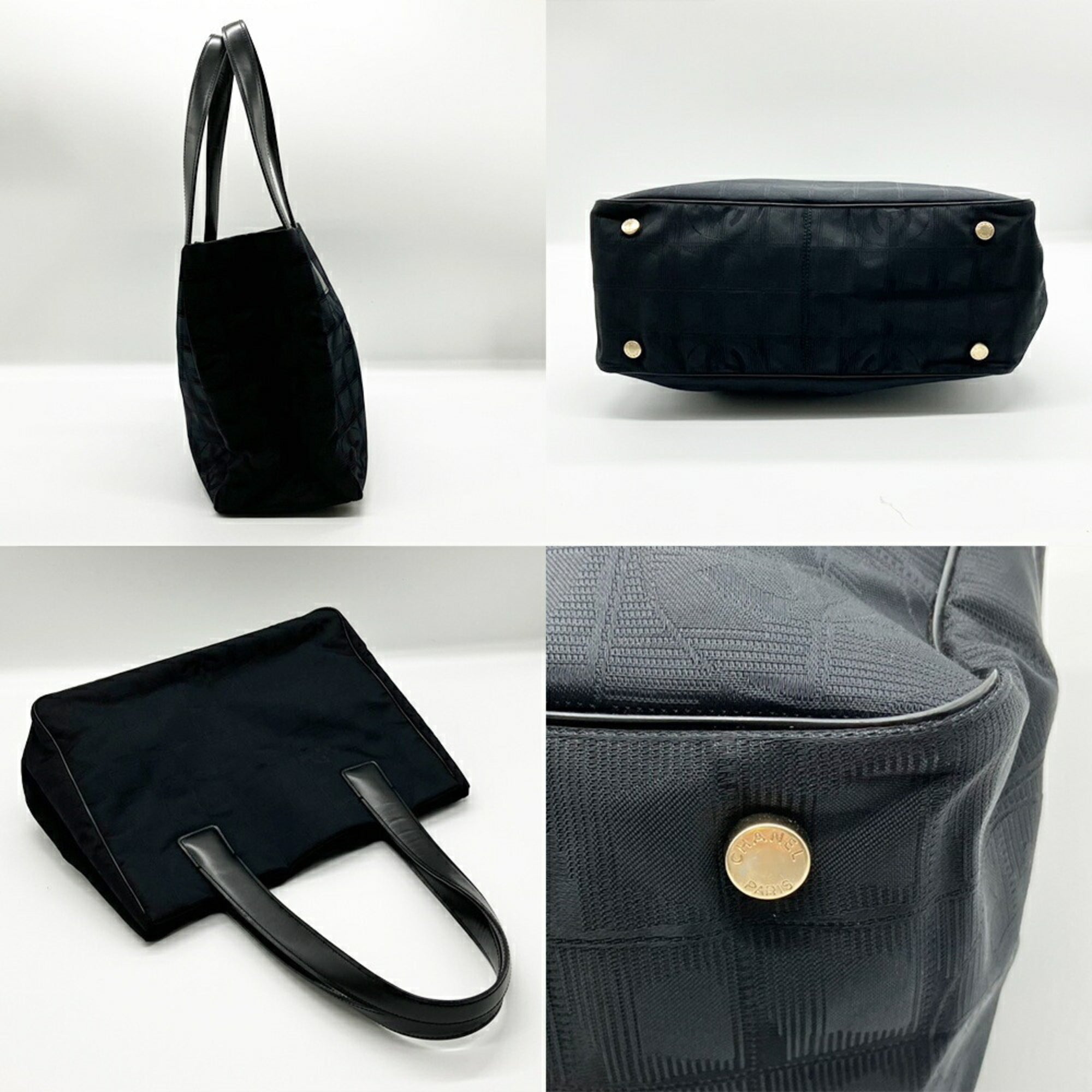 Chanel New Travel Line Black Nylon Leather Handbag Shoulder Bag