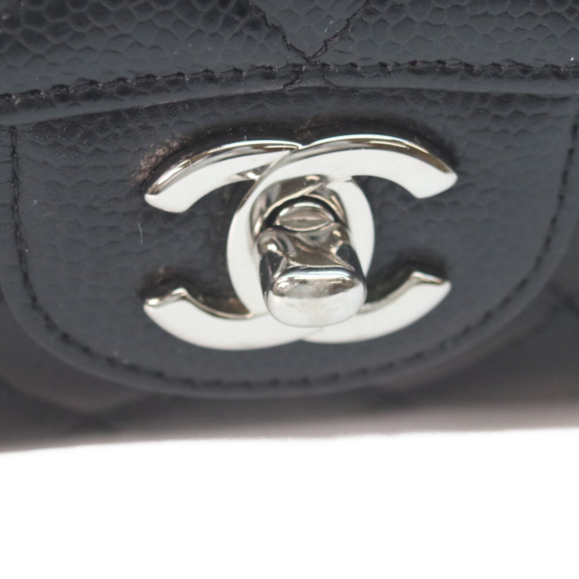 Chanel Matelasse Black Grained Calfskin Shoulder Bag