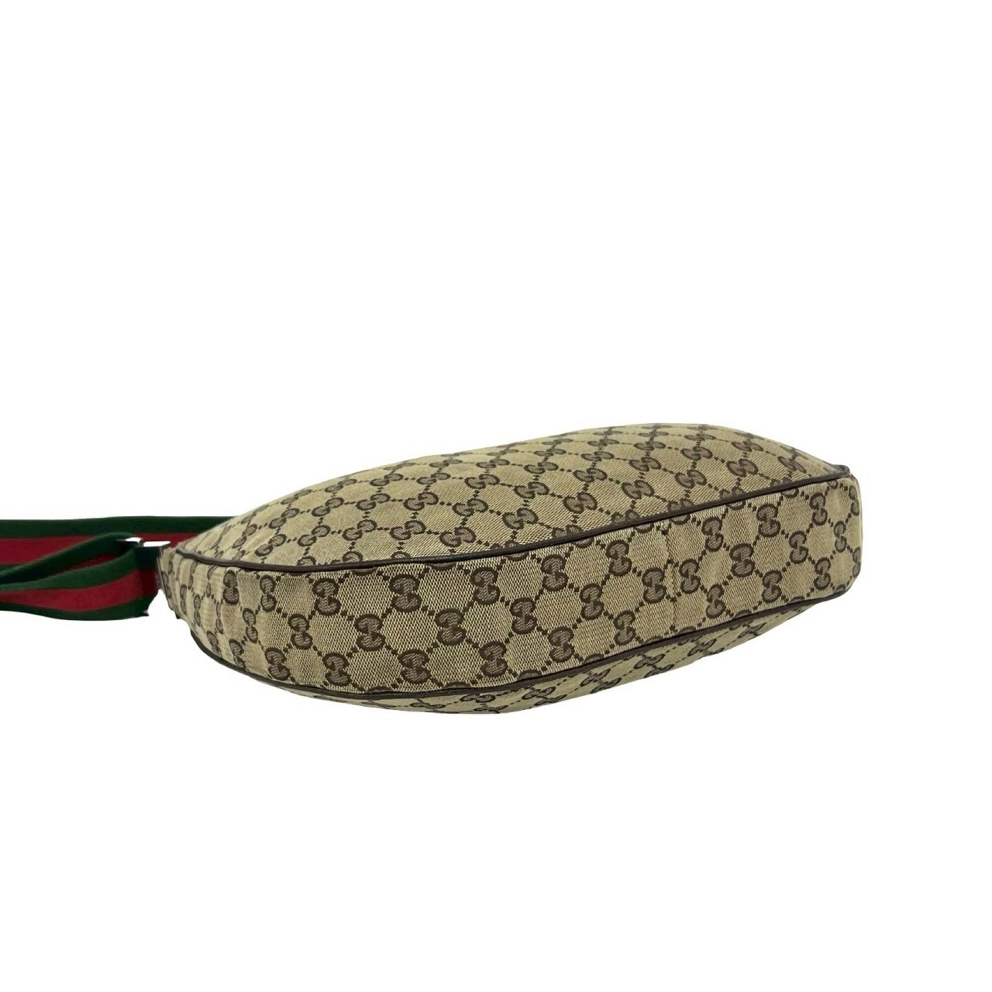 Gucci Brown Green Red Color Canvas Leather Pochette Shoulder Bag (Pre-Owned)