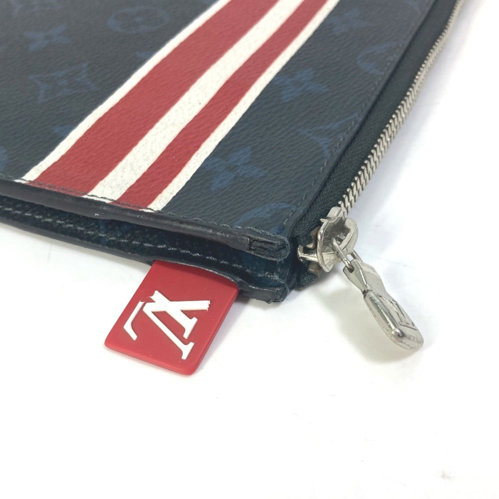 Louis Vuitton Monogram Cobalt Navy Red Color White Clutch Bag