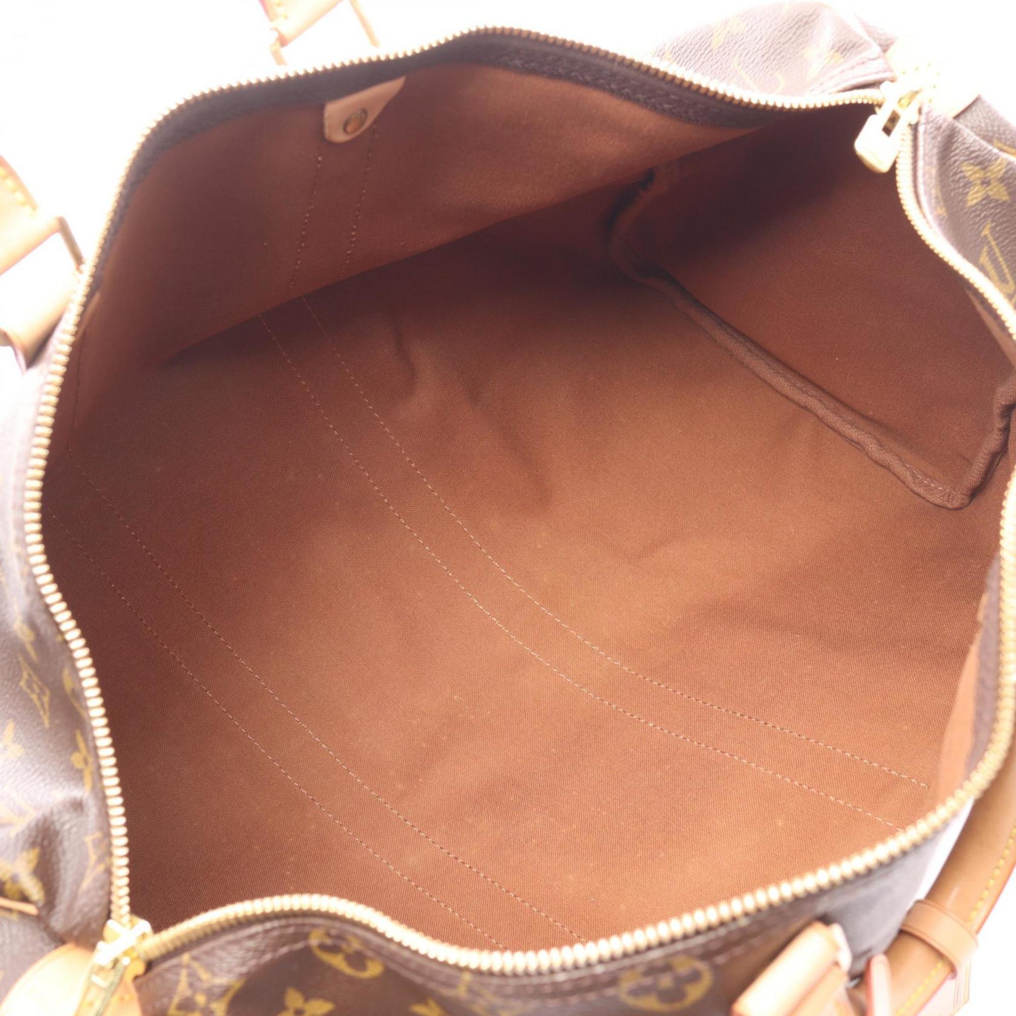 Louis Vuitton Brown Coated Canvas Leather Boston Bag