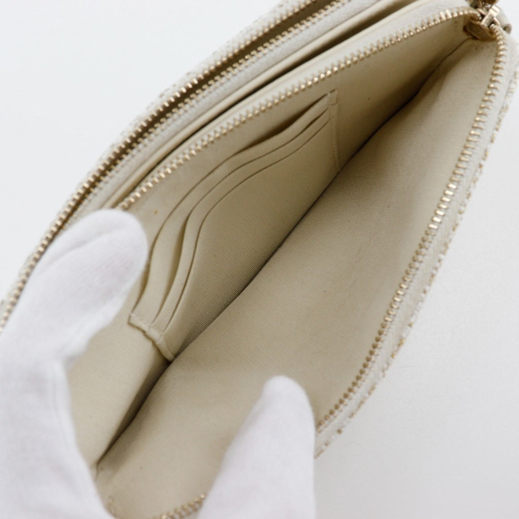 Chanel White Tweed Shoulder Bag