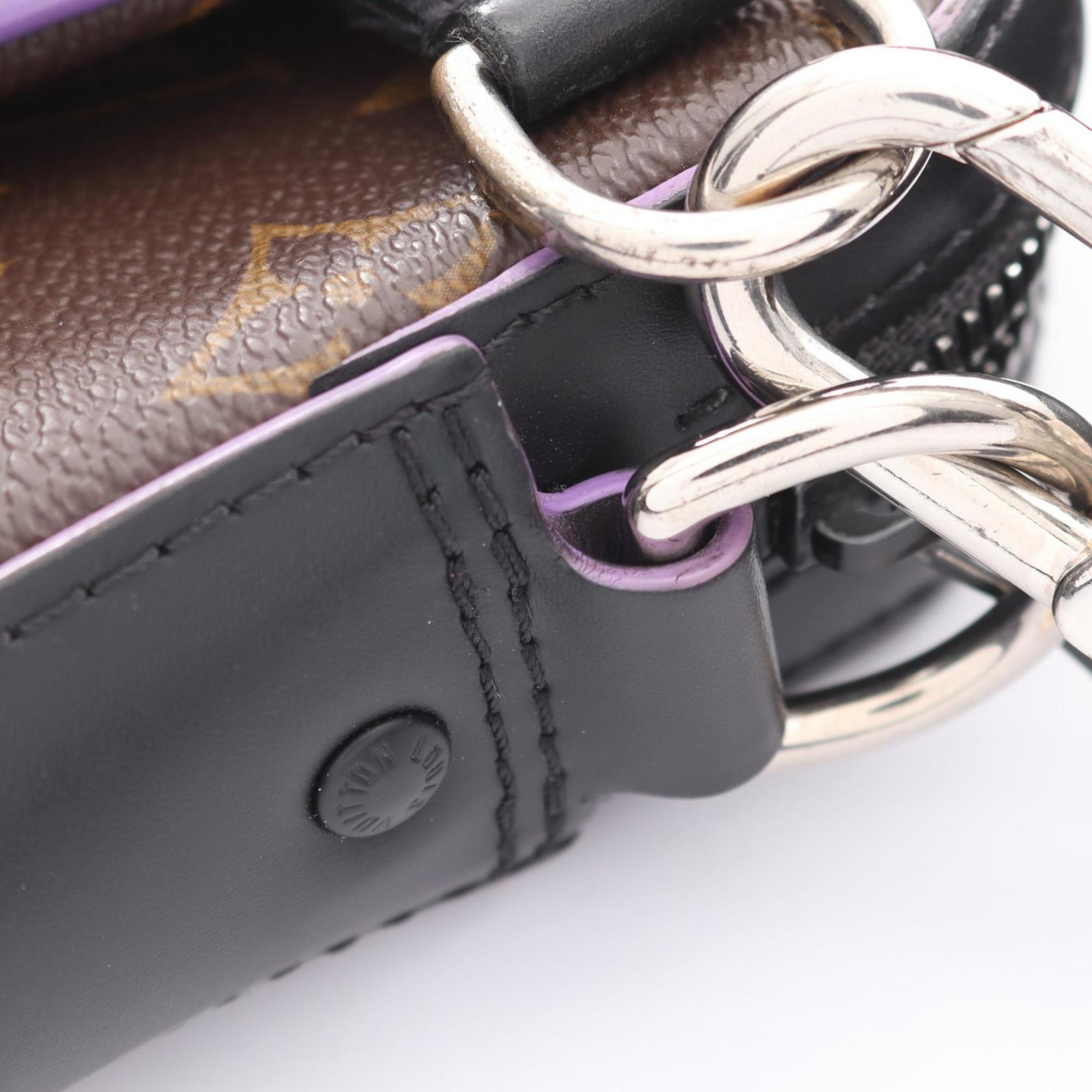 Louis Vuitton Black Brown Monogram Macassar Purple Coated Canvas Shoulder Bag