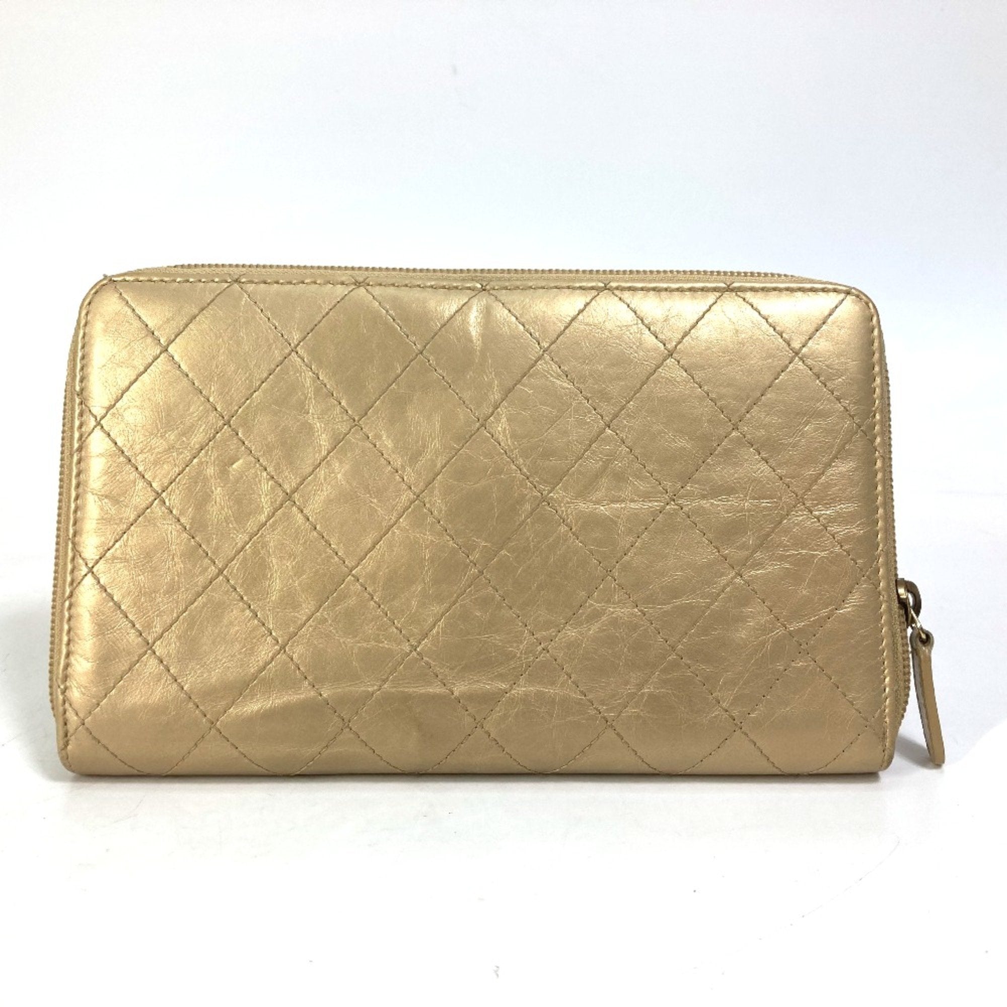 Chanel Gold Leather Long Wallet (Bi-Fold)